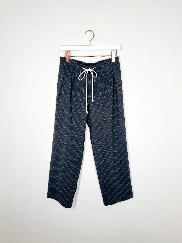 Maria McManus - Cosy Drawstring Pant - Charcoal Pinstripe Cozy Lounge Pants