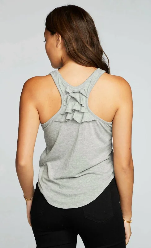 Rpet Vintage Jersey Shirttail Ruffle Racerback Tank In Heather Grey strapless tank top