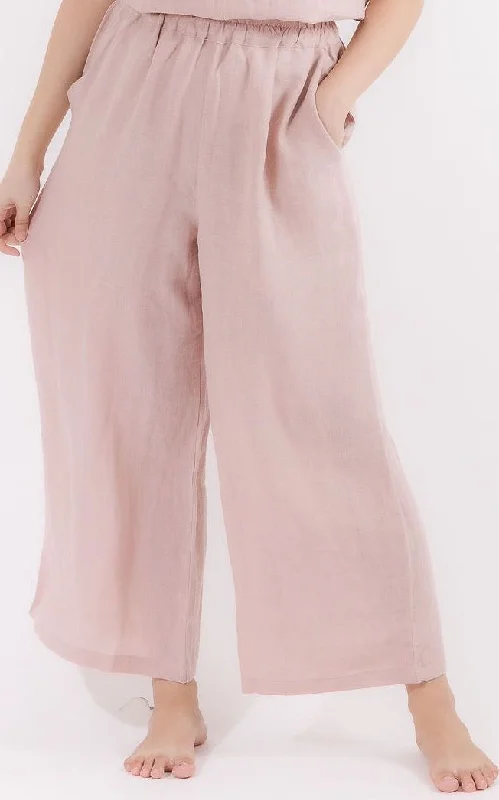 Linen Wide Leg Pants in Dusty Pink High-Waist Yoga Pants