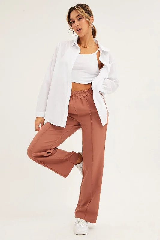 Orange Pant Pull On Comfortable Jogging Pants