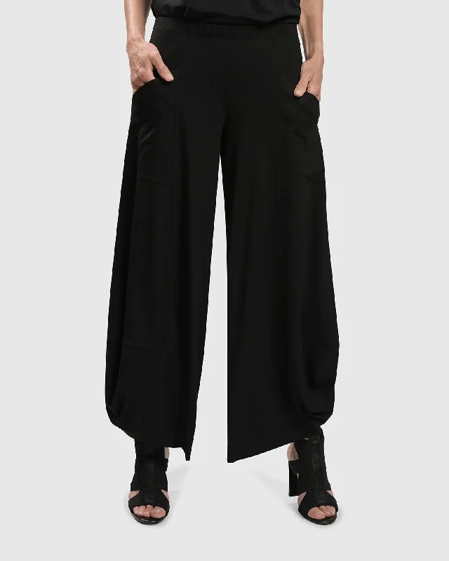 ESSENTIAL PUNTO POCKETS PANTS, BLACK Chic Wool Trousers