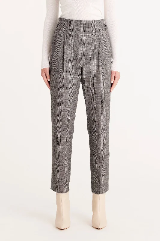 Stockholm Check Pant  - Grey Check Casual Drawstring Pants