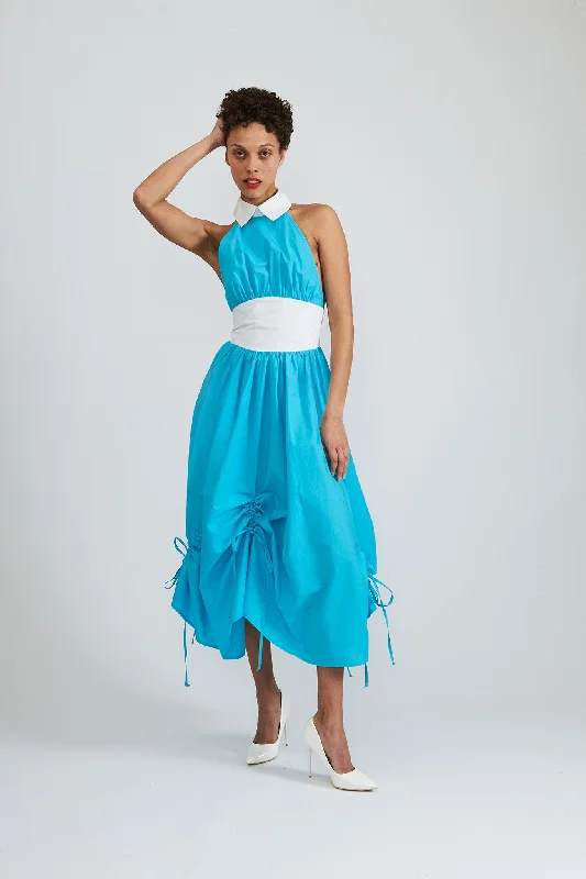 Goldie Halter Dress in Scuba Blue Tunics Recommended stylist