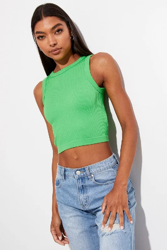 Green Seamless Rib Tank Top strapless tank top