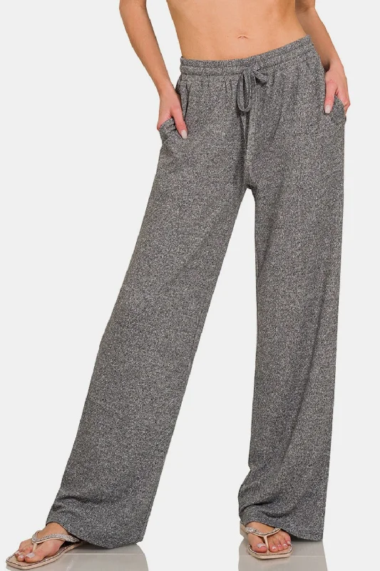 Hazel Blues® |  Zenana Drawstring Wide Leg Pants with Side Pockets Relaxed Fit Trousers