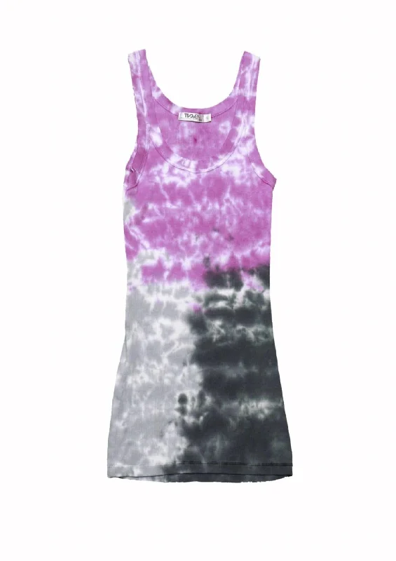 Tie Dye Raw Edge Tank In Magenta/grey Tie Dye navy tank top