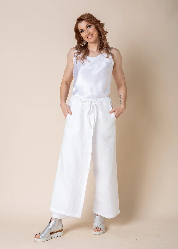 Tarla Pant in White Trendy Palazzo Pants