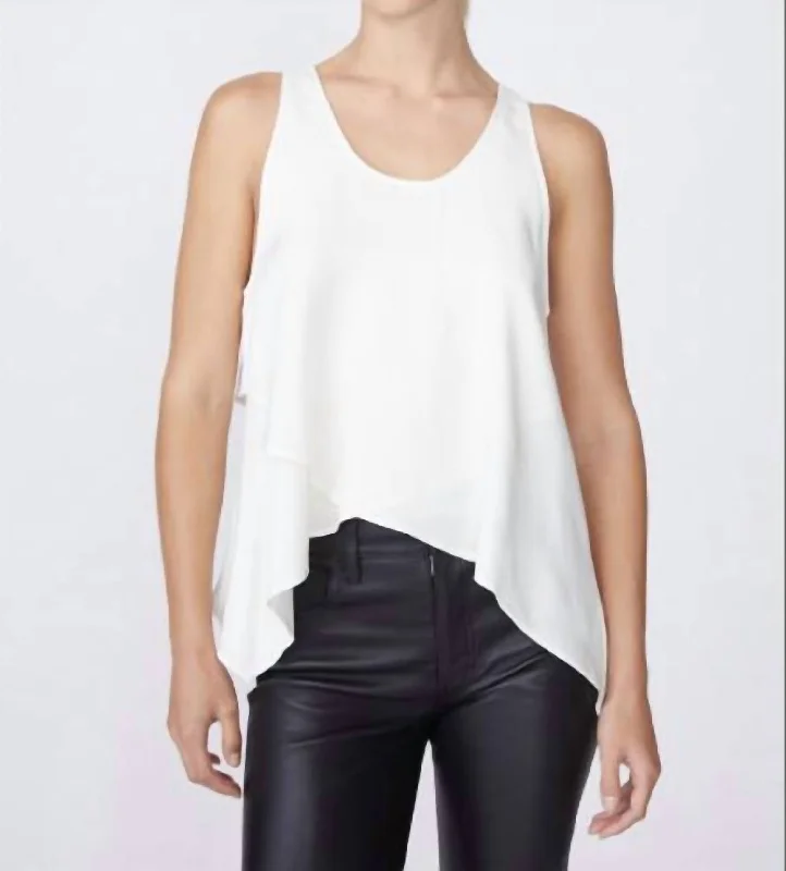 Viscose Satin Handerchief Tank In White summer tank top