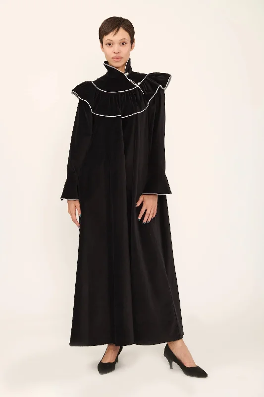 Long Racquel Dress in Black Velveteen Tunics Seasonal trendy