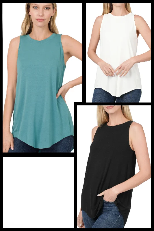 Zenana Luxe Round Neck Tank (S-3X) lace tank top