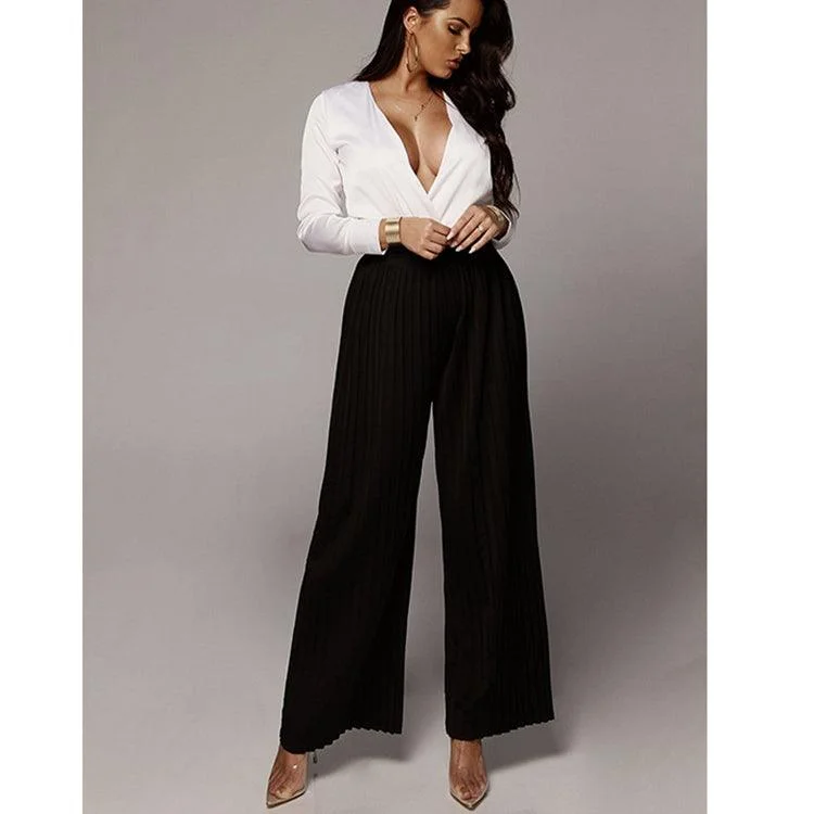 Pleated Wide Pants Classic Stretch Pants