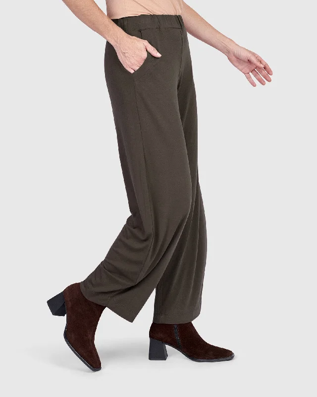 Essential Flow Pants, Khaki Relaxed Lounge Trousers