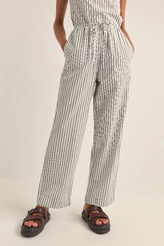 Frankie Elastic Pant Navy Stripe Classic Straight-Leg Pants