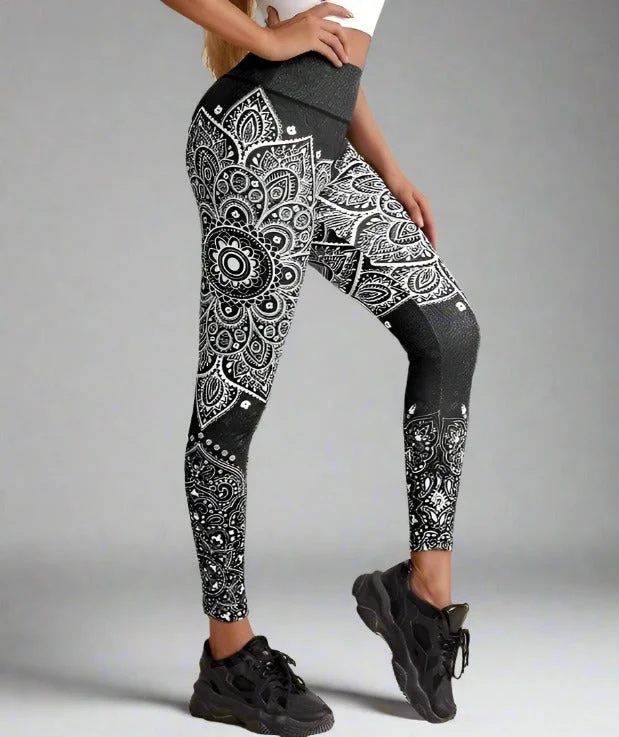 Women's Mandela Print Yoga Pants Comfy Athletic Pants