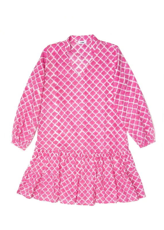 Kosi Pink Cotton Dress Tunics Spring floral