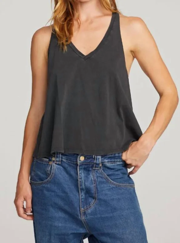 Carmel Tank Top In Licorice scoop neck tank