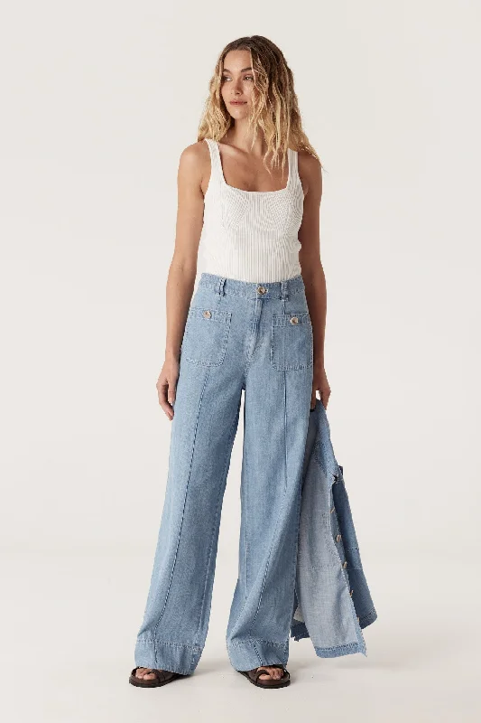 Ellie Pant - Chambray Chic Faux Leather Pants