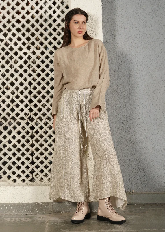 Dara Linen Pant in Cream High-Waist Trousers