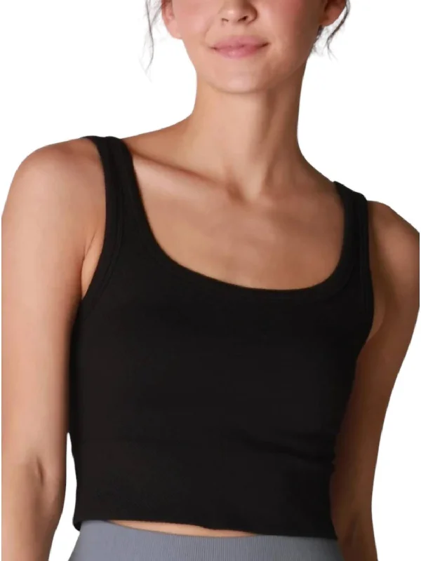 Seamless Crop Tank Top In Black vintage tank top