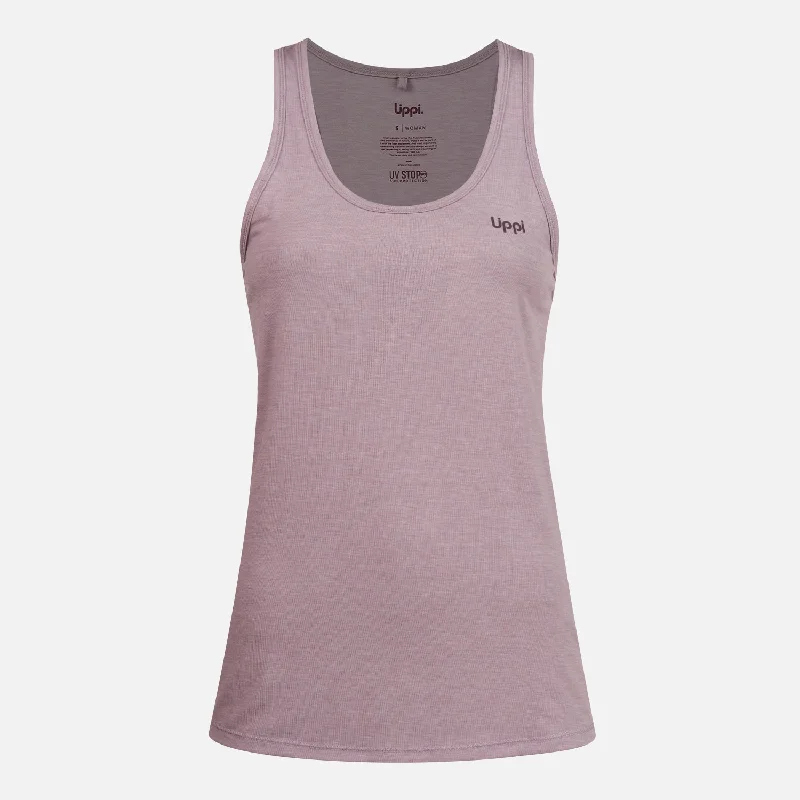 Polera Mujer Summit UV-Stop Tank Melange Malva Lippi bright tank top