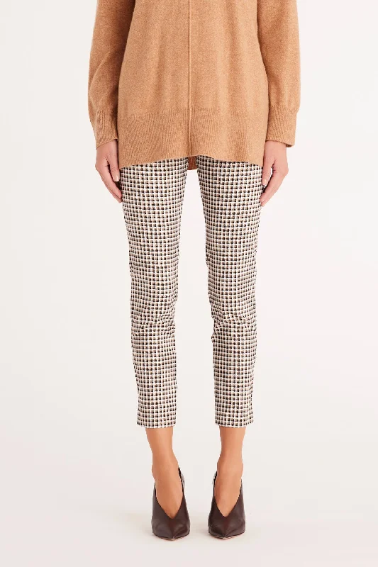 Liv Check Pant  - Camel Check Classic Straight Pants