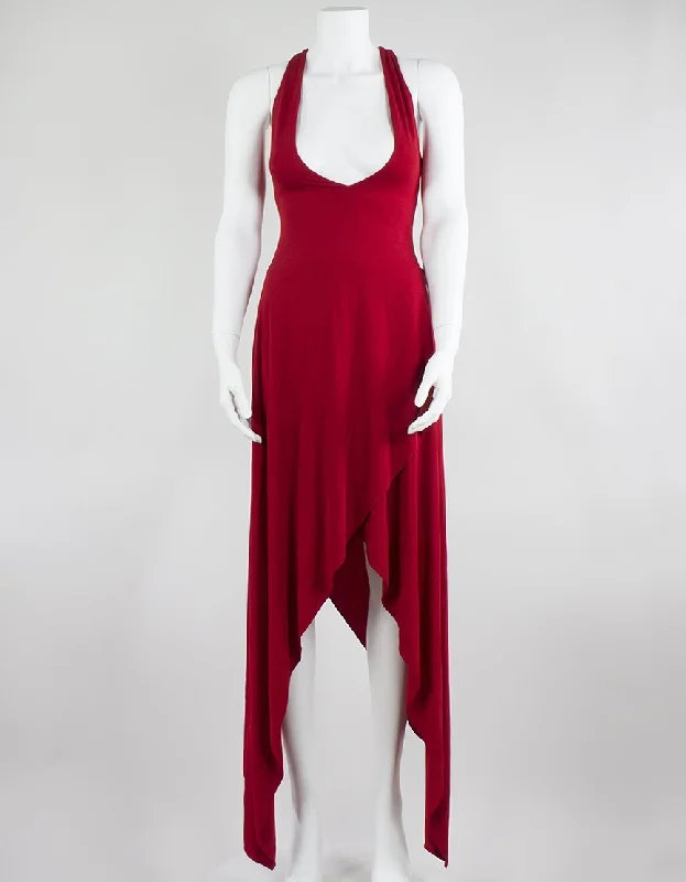 Alexandre Vauthier Red Asymmetrical Long Halter Evening Dress Size 36 Tunics Luxurious premium