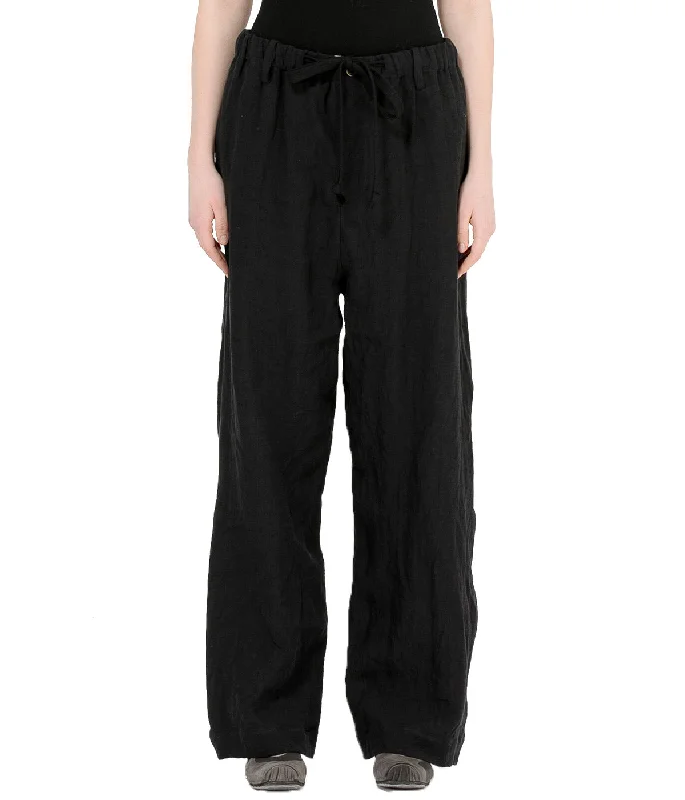 Black Linen Pete Pants Chic Slim Fit Pants