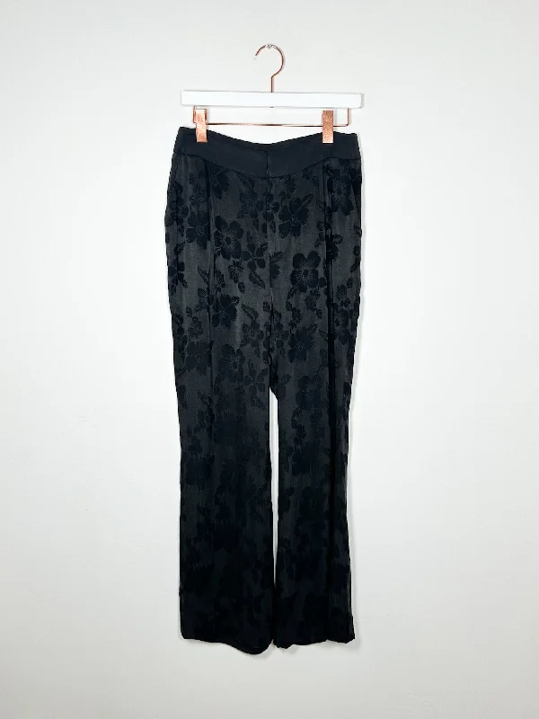 Untitled in Motion - Petra Pants - Black Floral Fashionable Track Pants