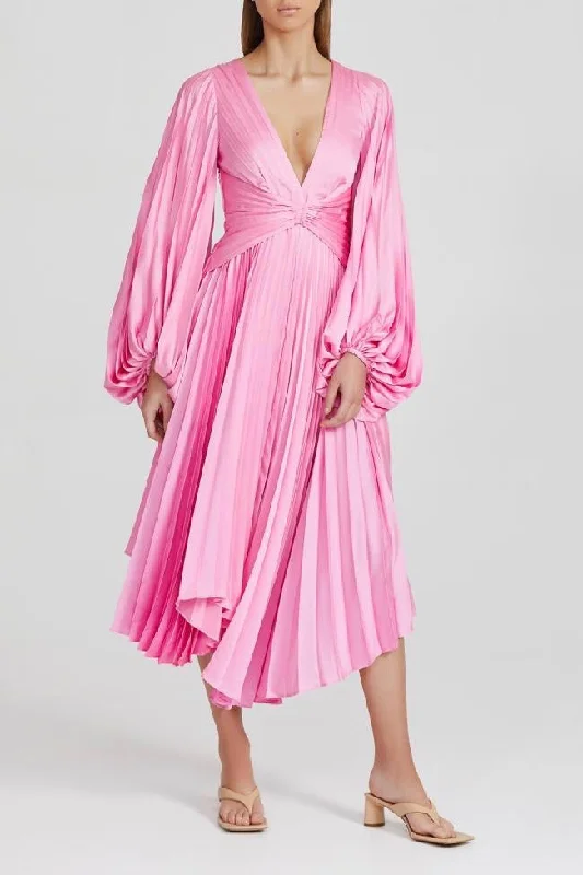 Acler Palms Pleat Dress - Confetti Pink Tunics Velvet soft