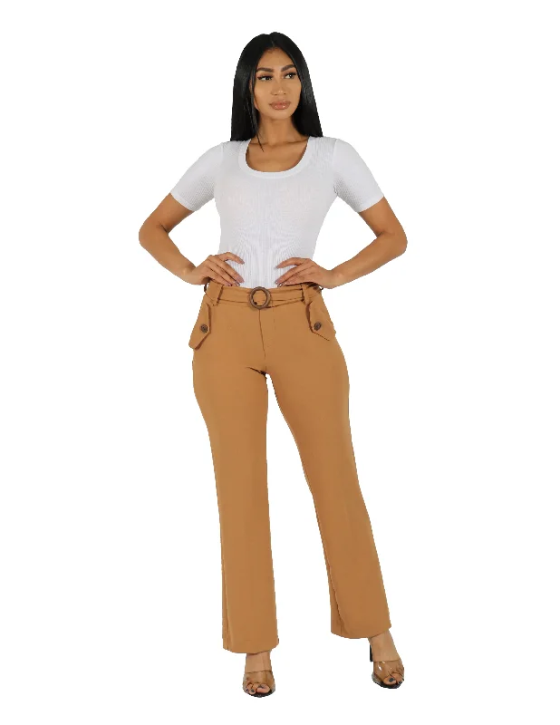 Made For Her Knit Crepe High Rise Wide Leg Pants Comfy Zip-Up Pants