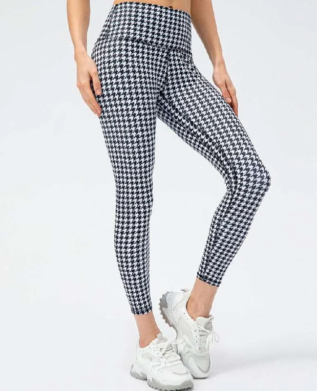 Women's Houndstooth High-Rise Yoga Pants Modern Bootcut Pants