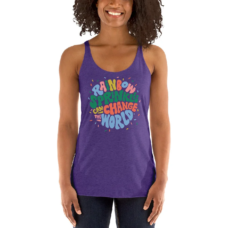 Rainbow Sprinkles — Racerback Tank lime green tank