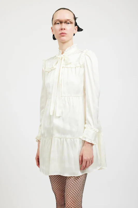 Mina Dress in Cream Satin Tunics Long Elegant