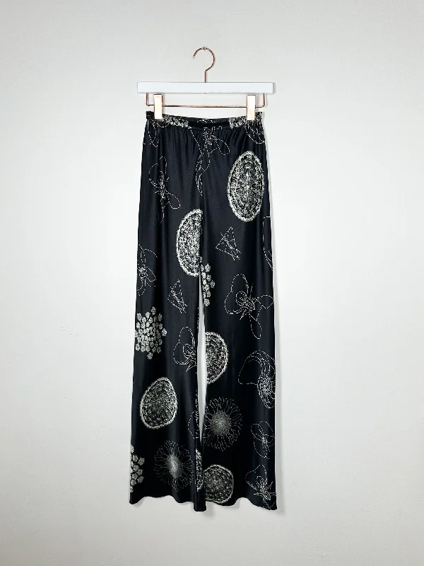 Silk Laundry - Bias Cut Pants - Fibonacci Black Trendy Printed Pants