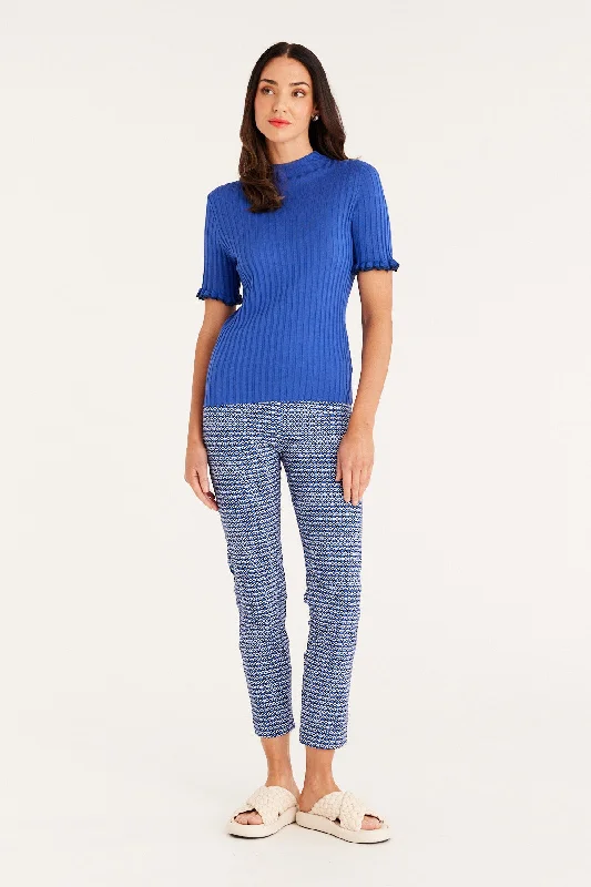 Bell Geo Pant - Geo Blue Casual Wide Pants