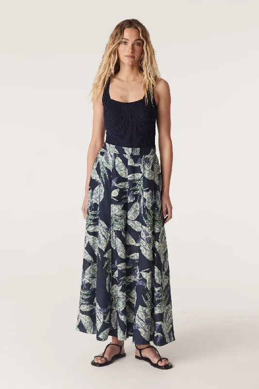 Havana Wide Leg Pant - Navy Floral Trendy High-Waist Trousers