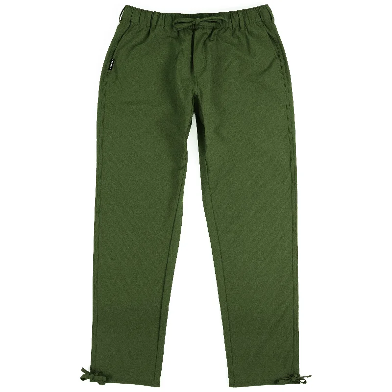 Trailhead Pants - Olive Trendy Wide-Legged Trousers