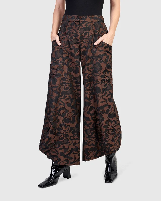 Sazerac Punto Pants, Brown Comfy Zip-Up Pants