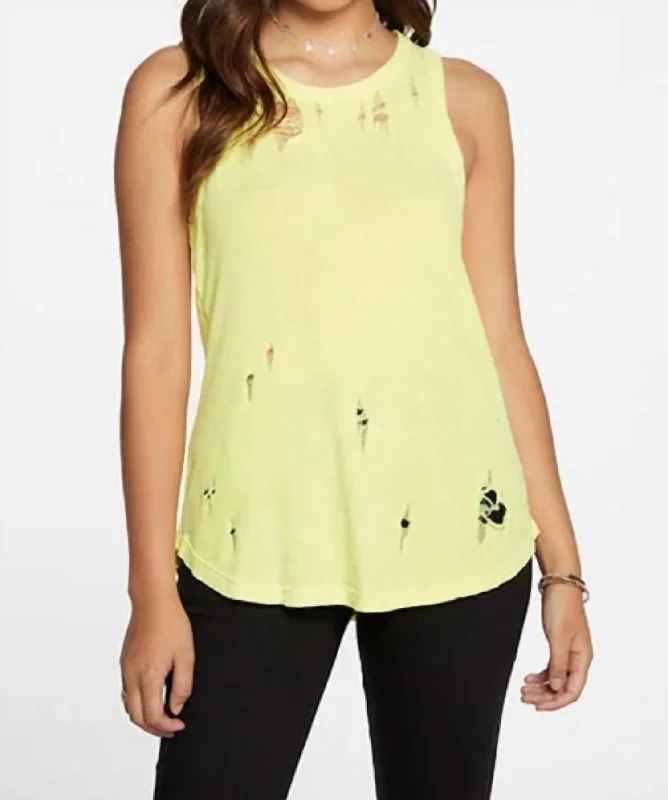 Gauzy Cotton Muscle Tank In Neon Lime modal blend tank