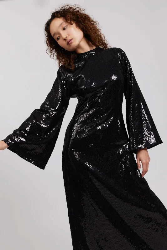 Dolly Dress in Black Sequin Tunics Handmade artisanal