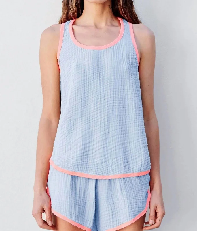 Ringer Racerback Tank In Skylight activewear tank top