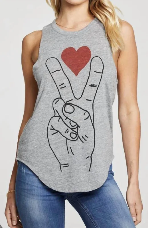 Triblend Muscle Tank Peace And Love In Streaky Grey athletic tank top