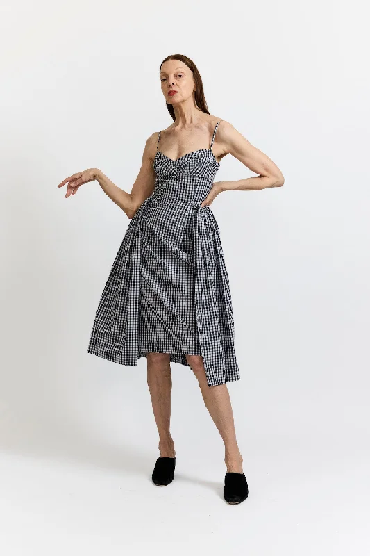 Arya Dress in Black and White Gingham Cotton Tunics Wedding white