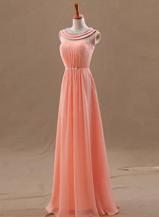 Beautiful Chiffon Simple Floor Length Wedding Party Dresses, A-line Prom Dresses, Party Dresses Tunics Hiking breathable