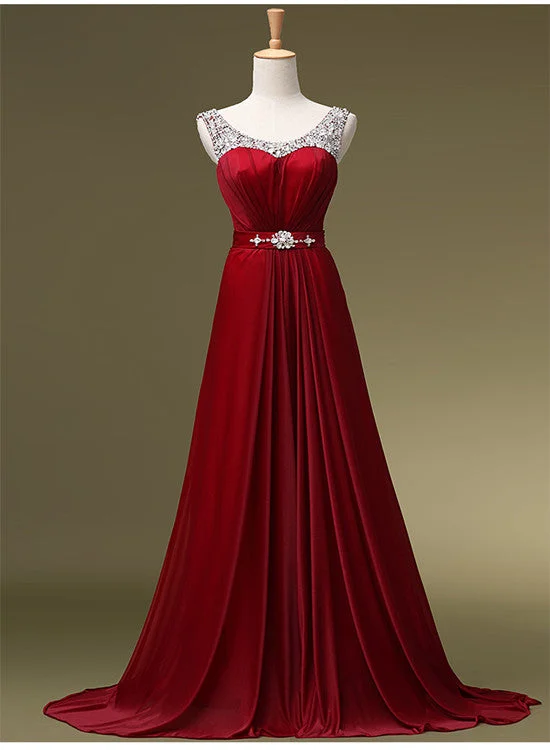 Beautiful Long Sequins Wine Red Party Dress, Charming Gowns, Prom Dress Glittery Long Formal