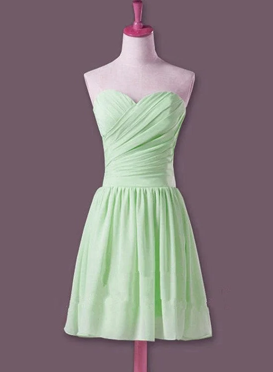 Charming Sage Short Bridesmaid Dresses, Chiffon Party Dress, Short Sage Bridesmaid Dresses Tunics Business professional