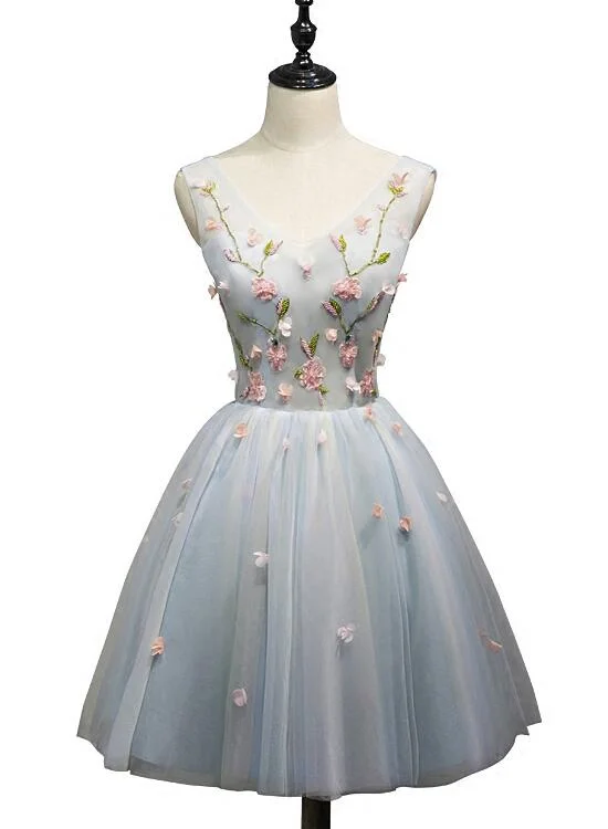 Cute Light Blue Tulle Short Party Dress, Light Blue Formal Dress, Teen Homecoming Dress Tunics Designer luxury