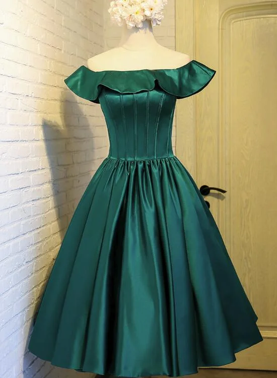 Dark Green Off Shoulder Vintage Evening Party Dress, Classical Party Dress, Formal Dress Tunics Running lightweight