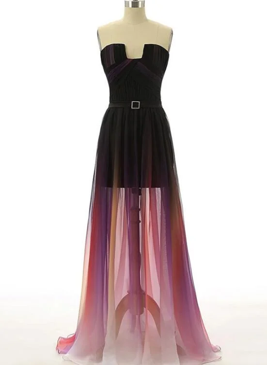 Gradient High Low Formal Dresses, Long Party Dresses, Chiffon Homecoming Dresses Tunics Brand named