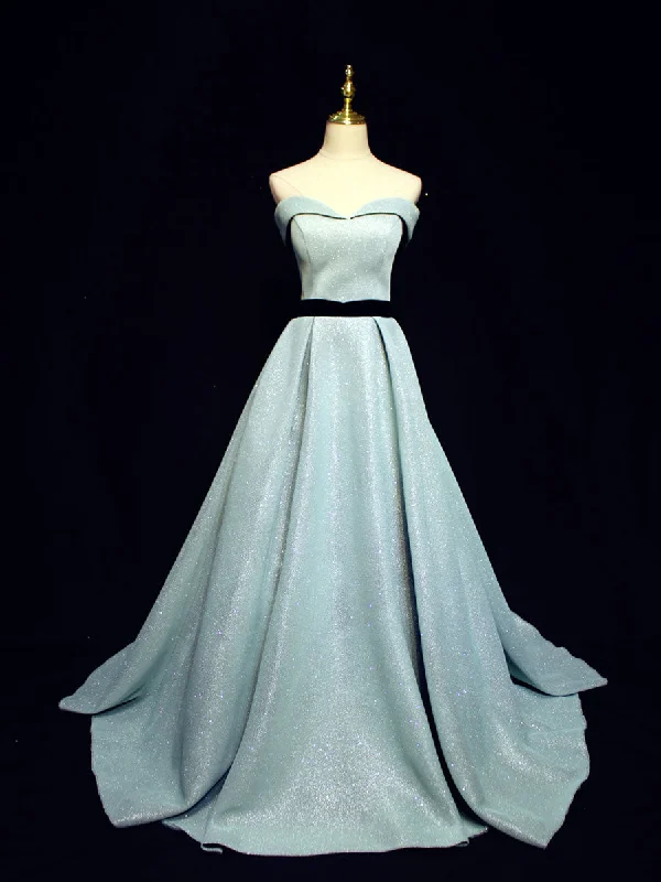 Light Blue A line Long Prom  Dress, Blue  Formal Evening Dresses Tunics Fashionable trendy